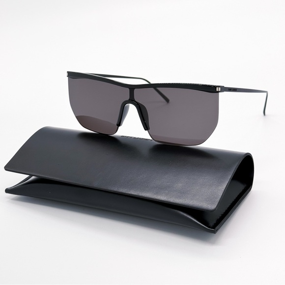 NEW SAINT LAURENT SL 519 MASK 001 OVERSIZED BLACK GREY WOMEN SL519 SUNGLASSES - Picture 1 of 11